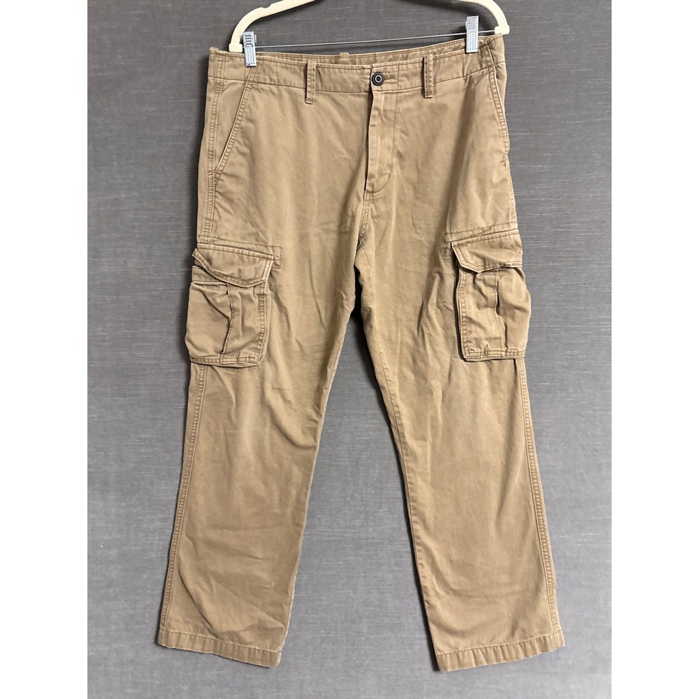 Old Navy Cargo Pants 34x30 Tan Brown Cotton Broken In Casual Utility Distressed